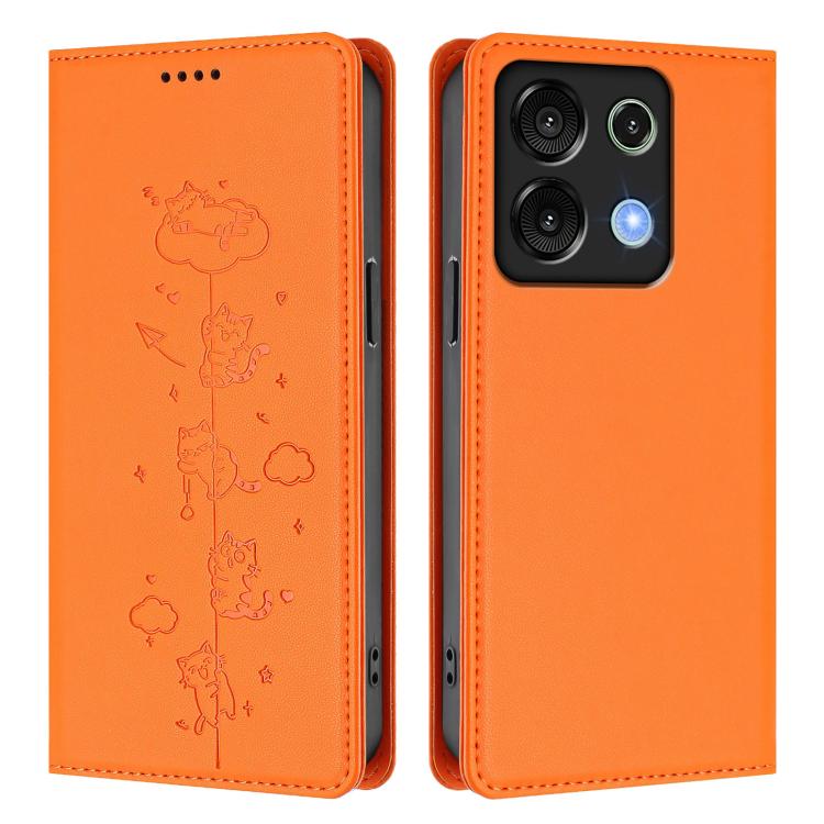 For Umidigi G9 5G / Note 9 5G Cute Cats Embossed Magnetic RFID Vegan Leather Phone Case