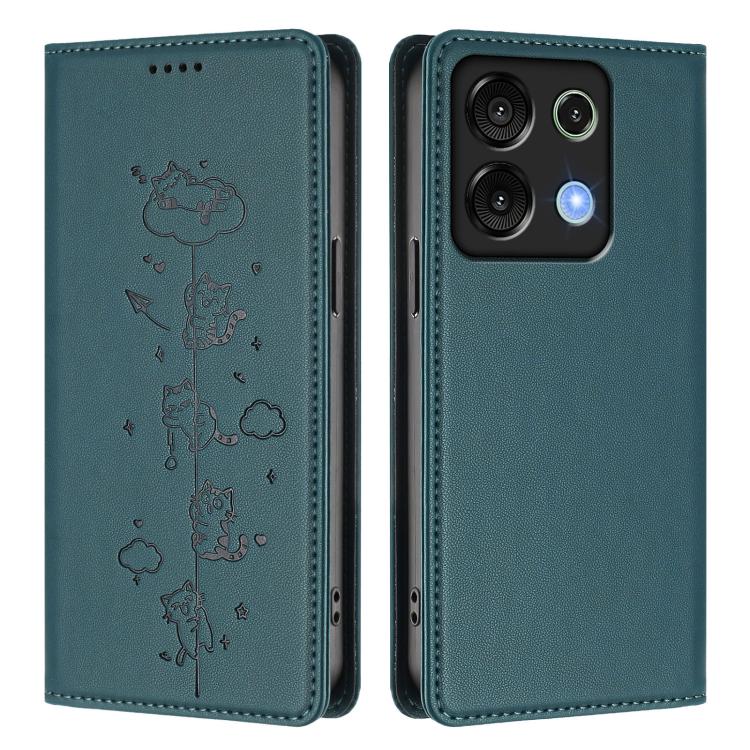 For Umidigi G9 5G / Note 9 5G Cute Cats Embossed Magnetic RFID Vegan Leather Phone Case