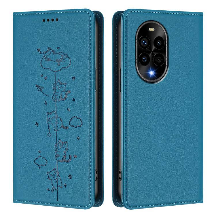 For Huawei nova 13 Pro Cute Cats Embossed Magnetic RFID Vegan Leather Phone Case