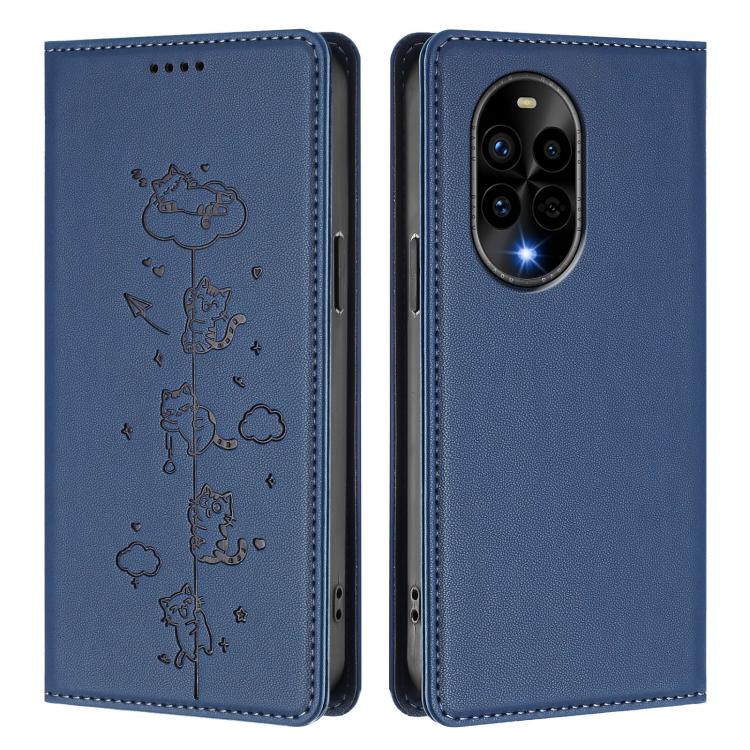 For Huawei nova 13 Pro Cute Cats Embossed Magnetic RFID Vegan Leather Phone Case