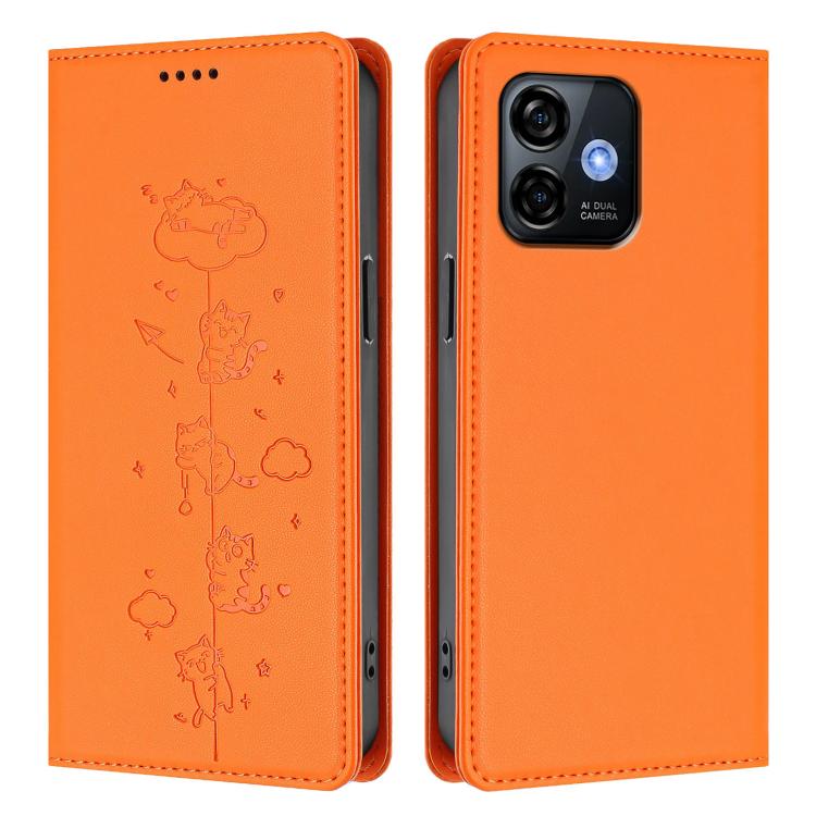 For Ulefone Note 16 Pro Cute Cats Embossed Magnetic RFID Vegan Leather Phone Case