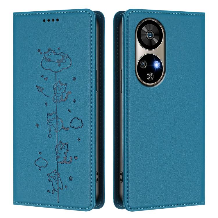 For Ulefone Note 17 Pro Cute Cats Embossed Magnetic RFID Vegan Leather Phone Case
