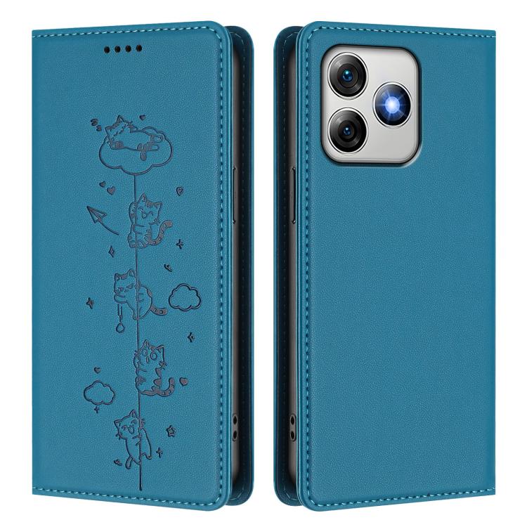 For Ulefone Note 18 Pro / Note 18 Ultra 5G Cute Cats Embossed Magnetic RFID Vegan Leather Phone Case
