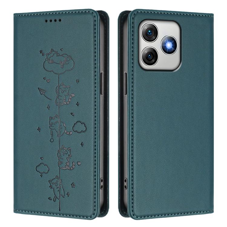 For Ulefone Note 18 Pro / Note 18 Ultra 5G Cute Cats Embossed Magnetic RFID Vegan Leather Phone Case
