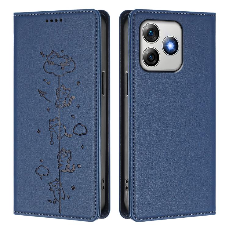 For Ulefone Note 18 Pro / Note 18 Ultra 5G Cute Cats Embossed Magnetic RFID Vegan Leather Phone Case