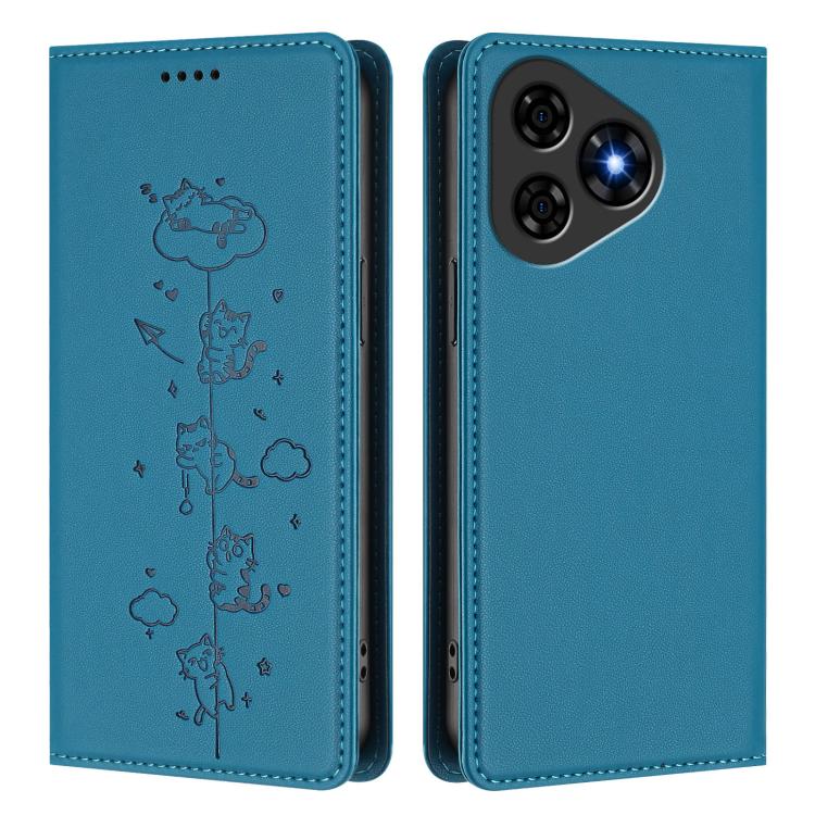 For Ulefone Note 19 Cute Cats Embossed Magnetic RFID Vegan Leather Phone Case