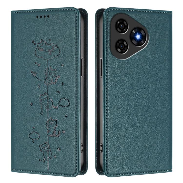 For Ulefone Note 19 Cute Cats Embossed Magnetic RFID Vegan Leather Phone Case