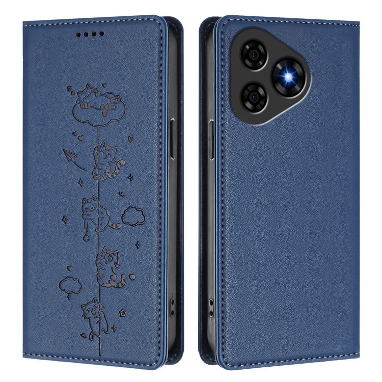 For Ulefone Note 19 Cute Cats Embossed Magnetic RFID Vegan Leather Phone Case