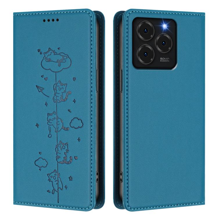 For Ulefone Note 20 Pro Cute Cats Embossed Magnetic RFID Vegan Leather Phone Case