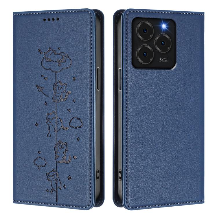 For Ulefone Note 20 Pro Cute Cats Embossed Magnetic RFID Vegan Leather Phone Case