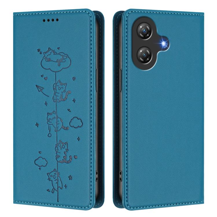 For Ulefone Note 21 Cute Cats Embossed Magnetic RFID Vegan Leather Phone Case