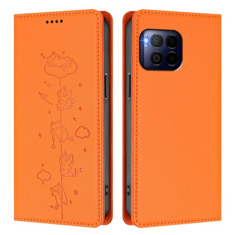 For T-Mobile REVVL 7 Pro 5G / T Phone 2 Pro 5G Cute Cats Embossed Magnetic RFID Vegan Leather Phone Case