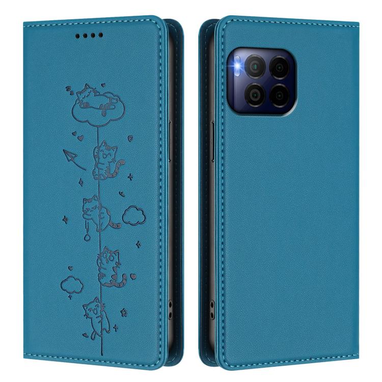 For T-Mobile REVVL 7 Pro 5G / T Phone 2 Pro 5G Cute Cats Embossed Magnetic RFID Vegan Leather Phone Case