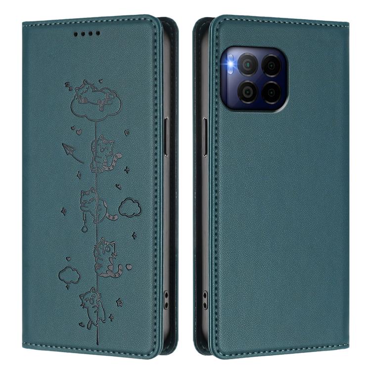 For T-Mobile REVVL 7 Pro 5G / T Phone 2 Pro 5G Cute Cats Embossed Magnetic RFID Vegan Leather Phone Case
