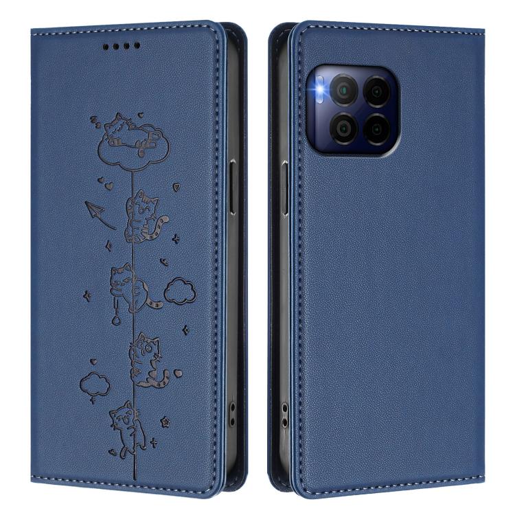 For T-Mobile REVVL 7 Pro 5G / T Phone 2 Pro 5G Cute Cats Embossed Magnetic RFID Vegan Leather Phone Case