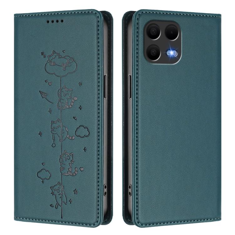 For T-Mobile REVVL 8 Pro 5G / T Phone 3 Pro 5G Cute Cats Embossed Magnetic RFID Vegan Leather Phone Case
