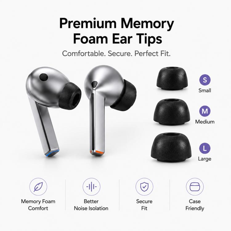 For Samsung  Galaxy Buds3 Pro XDcase 3 Pairs Replacement Memory Foam Ear Tips, S/M/L Size