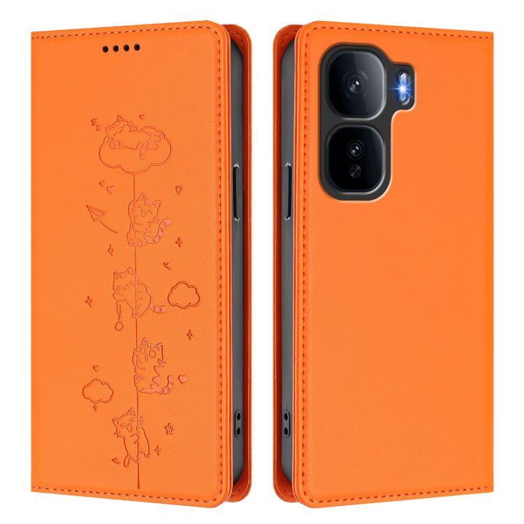 For vivo iQOO Neo 10+ Cute Cats Embossed Magnetic RFID Vegan Leather Phone Case