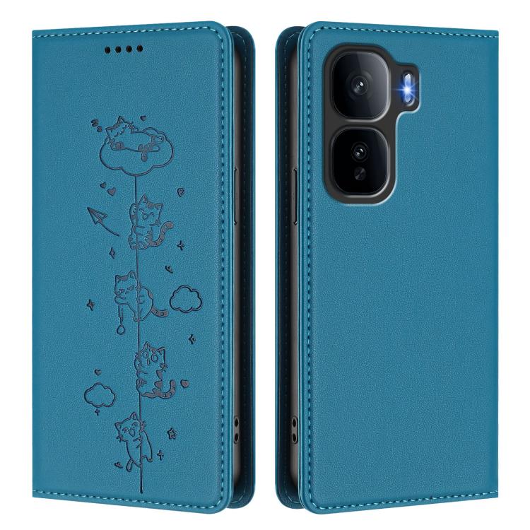 For vivo iQOO Neo 10+ Cute Cats Embossed Magnetic RFID Vegan Leather Phone Case