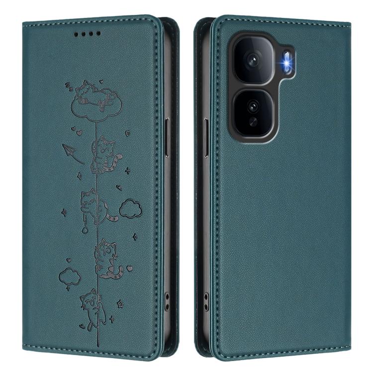 For vivo iQOO Neo 10+ Cute Cats Embossed Magnetic RFID Vegan Leather Phone Case