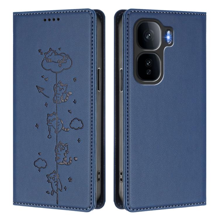 For vivo iQOO Neo 10+ Cute Cats Embossed Magnetic RFID Vegan Leather Phone Case