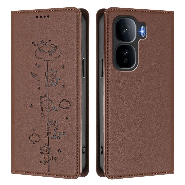 For vivo iQOO Neo 10+ Cute Cats Embossed Magnetic RFID Vegan Leather Phone Case