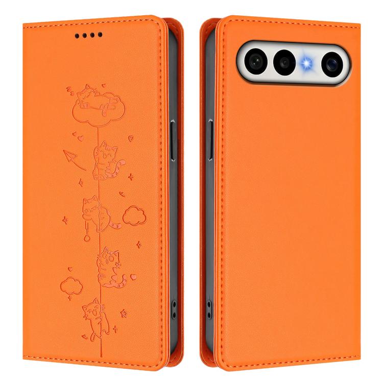 For vivo X300 FE 5G / S50 Pro mini 5G Cute Cats Embossed Magnetic RFID Vegan Leather Phone Case