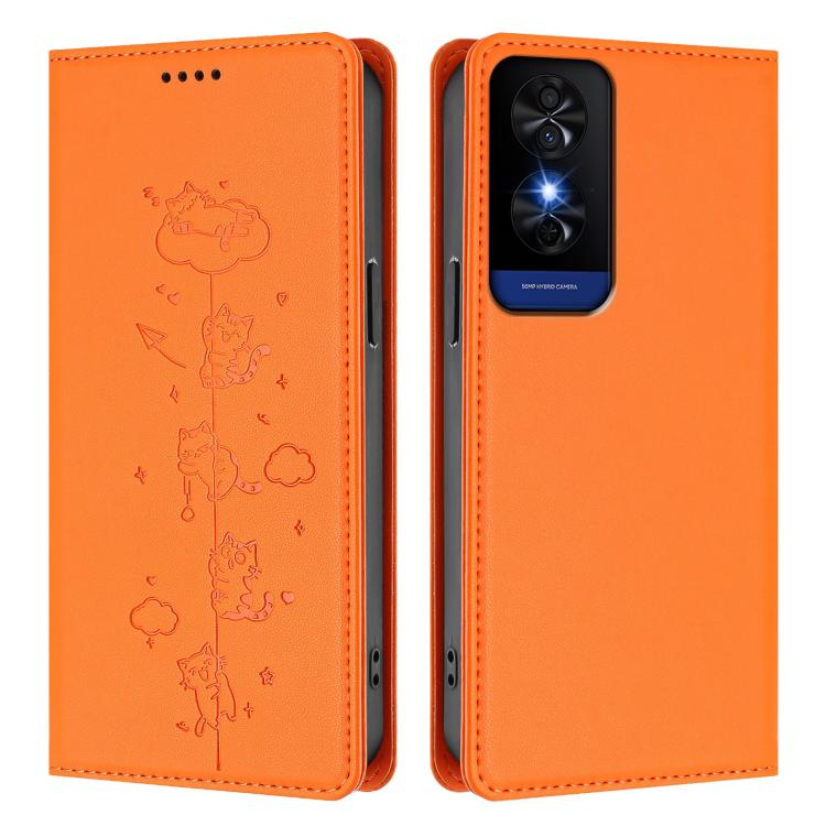 For TCL 50 5G / 50 XE / 50 XE NxtPaper Cute Cats Embossed Magnetic RFID Vegan Leather Phone Case