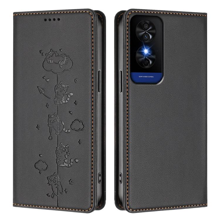 For TCL 50 5G / 50 XE / 50 XE NxtPaper Cute Cats Embossed Magnetic RFID Vegan Leather Phone Case