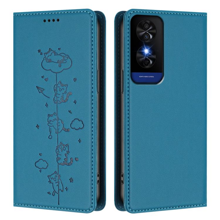 For TCL 50 5G / 50 XE / 50 XE NxtPaper Cute Cats Embossed Magnetic RFID Vegan Leather Phone Case