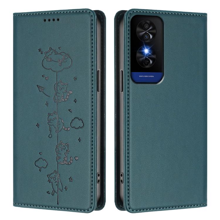 For TCL 50 5G / 50 XE / 50 XE NxtPaper Cute Cats Embossed Magnetic RFID Vegan Leather Phone Case