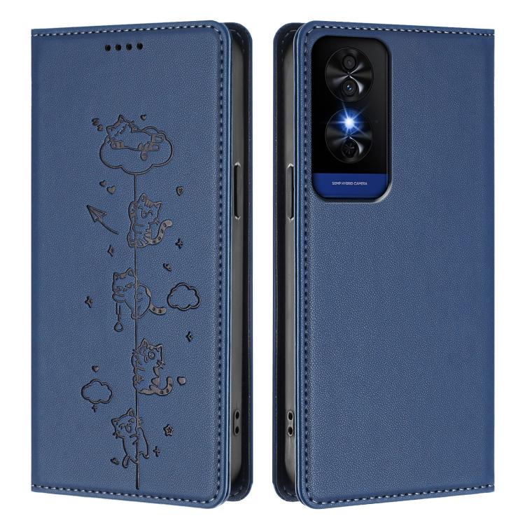 For TCL 50 5G / 50 XE / 50 XE NxtPaper Cute Cats Embossed Magnetic RFID Vegan Leather Phone Case