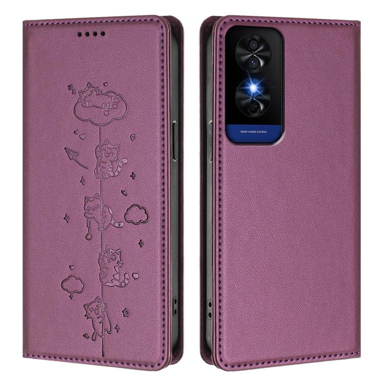 For TCL 50 5G / 50 XE / 50 XE NxtPaper Cute Cats Embossed Magnetic RFID Vegan Leather Phone Case