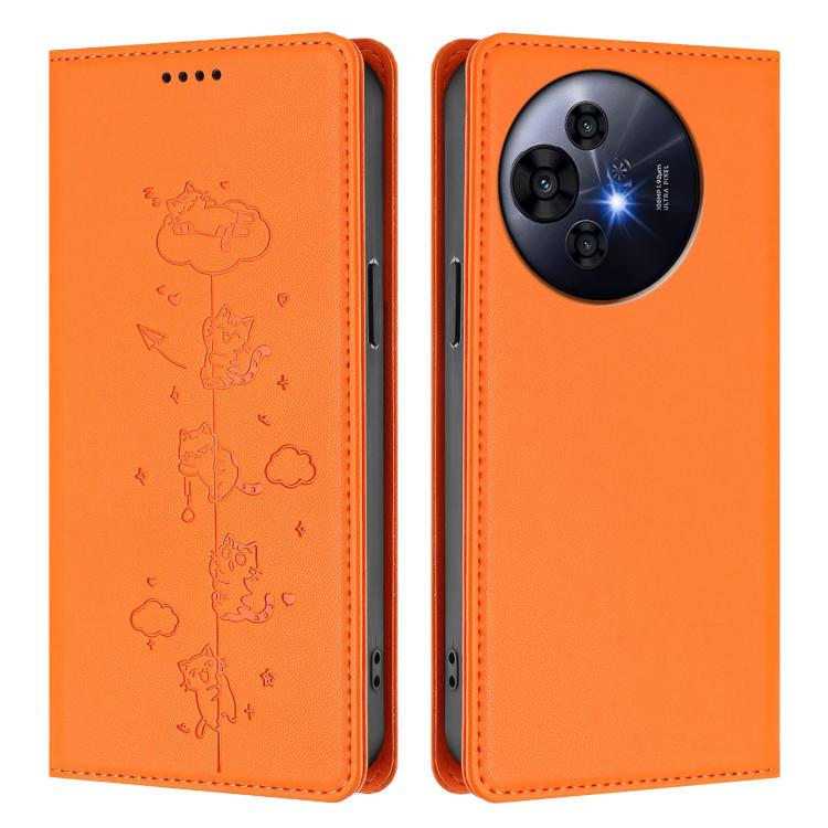 For TCL 50 NxtPaper / 50 Pro NxtPaper / P10 Cute Cats Embossed Magnetic RFID Vegan Leather Phone Case