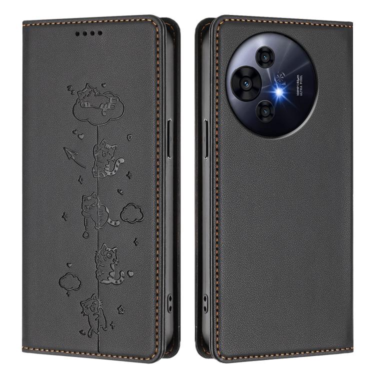 For TCL 50 NxtPaper / 50 Pro NxtPaper / P10 Cute Cats Embossed Magnetic RFID Vegan Leather Phone Case