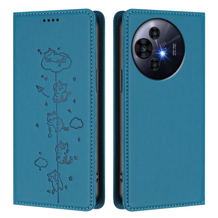 For TCL 50 NxtPaper / 50 Pro NxtPaper / P10 Cute Cats Embossed Magnetic RFID Vegan Leather Phone Case
