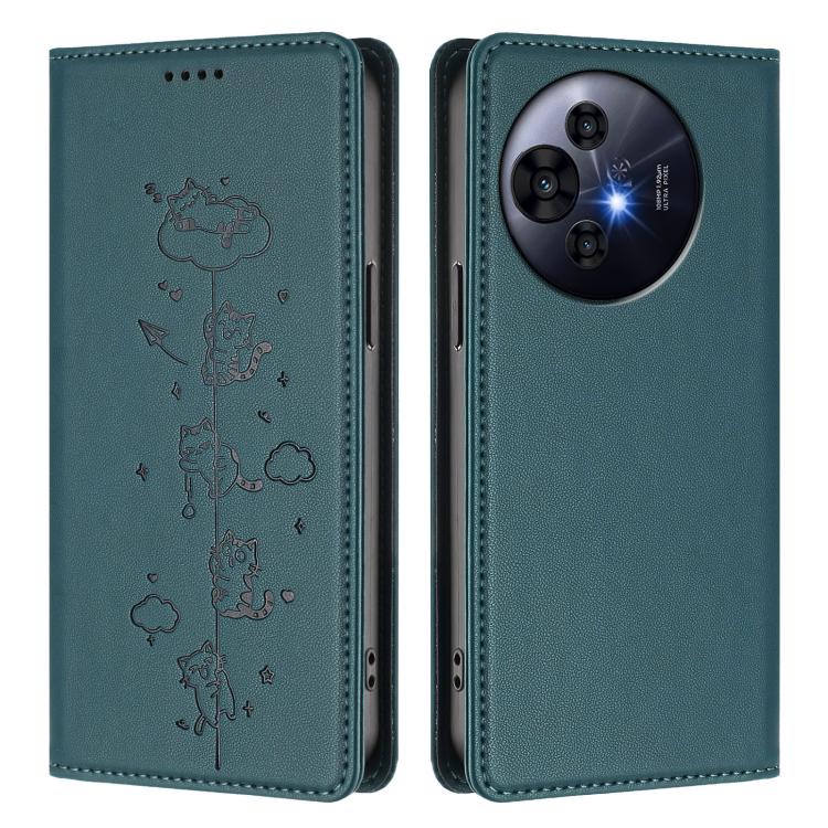 For TCL 50 NxtPaper / 50 Pro NxtPaper / P10 Cute Cats Embossed Magnetic RFID Vegan Leather Phone Case