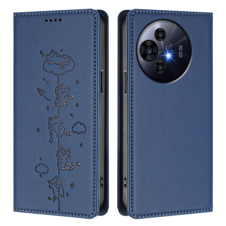 For TCL 50 NxtPaper / 50 Pro NxtPaper / P10 Cute Cats Embossed Magnetic RFID Vegan Leather Phone Case