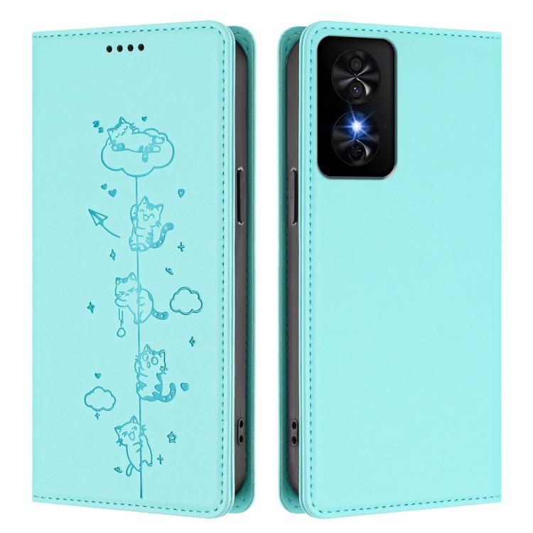 For TCL 50 SE / 40 NxtPaper 4G Cute Cats Embossed Magnetic RFID Vegan Leather Phone Case