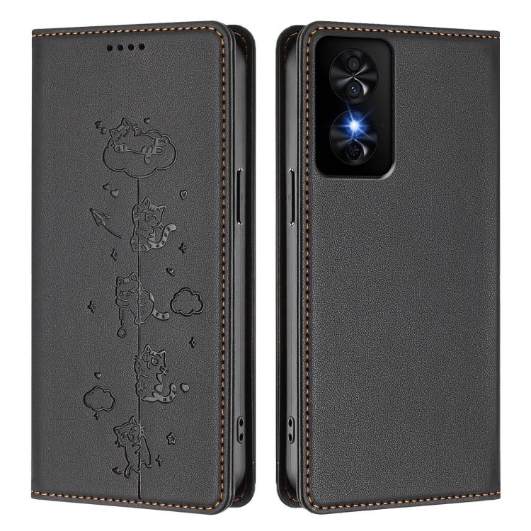 For TCL 50 SE / 40 NxtPaper 4G Cute Cats Embossed Magnetic RFID Vegan Leather Phone Case