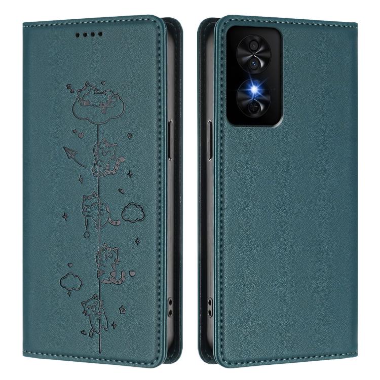 For TCL 50 SE / 40 NxtPaper 4G Cute Cats Embossed Magnetic RFID Vegan Leather Phone Case