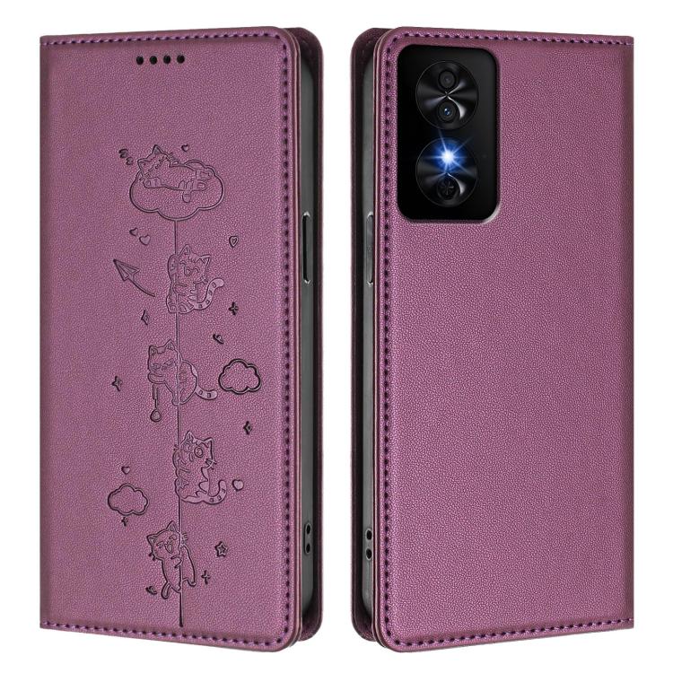 For TCL 50 SE / 40 NxtPaper 4G Cute Cats Embossed Magnetic RFID Vegan Leather Phone Case