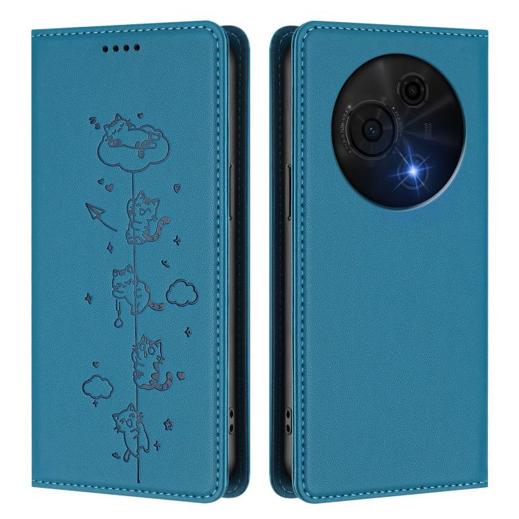 For TCL 60 NxtPaper Cute Cats Embossed Magnetic RFID Vegan Leather Phone Case