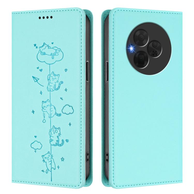For TCL NxtPaper 60 Ultra 5G Cute Cats Embossed Magnetic RFID Vegan Leather Phone Case