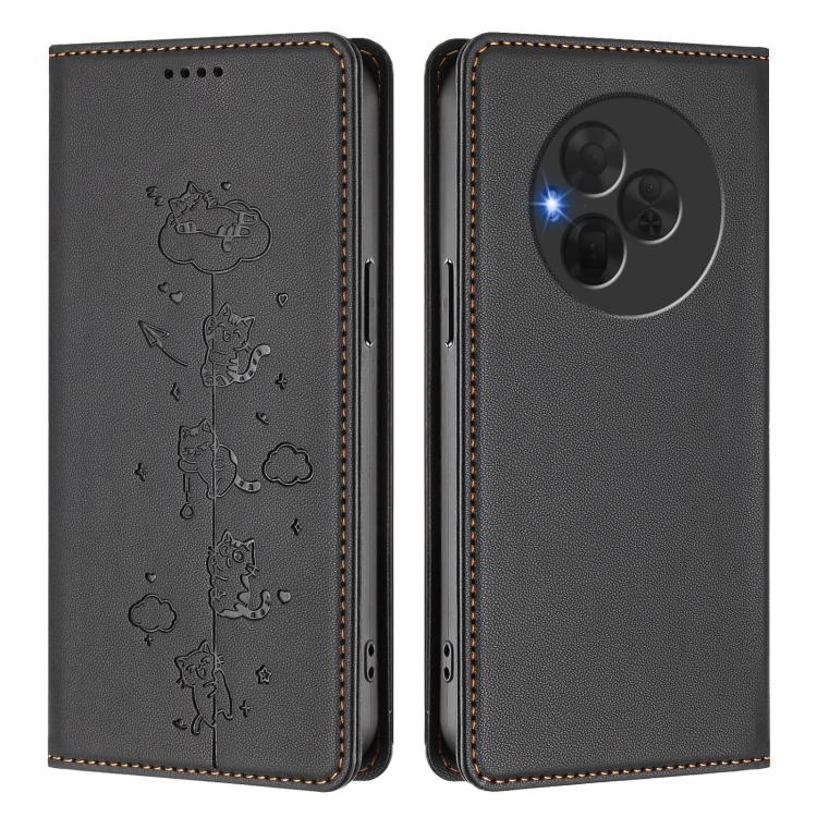 For TCL NxtPaper 60 Ultra 5G Cute Cats Embossed Magnetic RFID Vegan Leather Phone Case