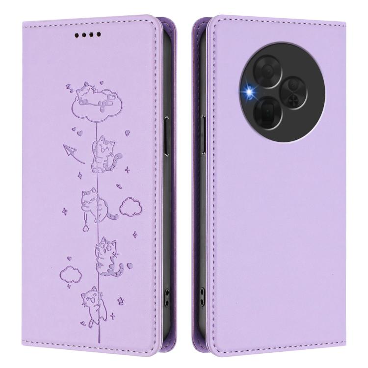 For TCL NxtPaper 60 Ultra 5G Cute Cats Embossed Magnetic RFID Vegan Leather Phone Case
