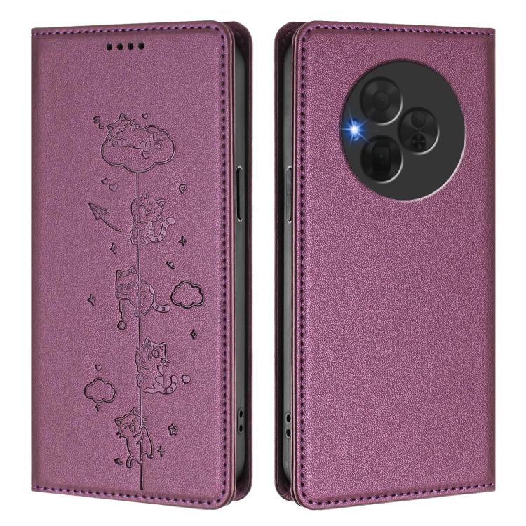 For TCL NxtPaper 60 Ultra 5G Cute Cats Embossed Magnetic RFID Vegan Leather Phone Case