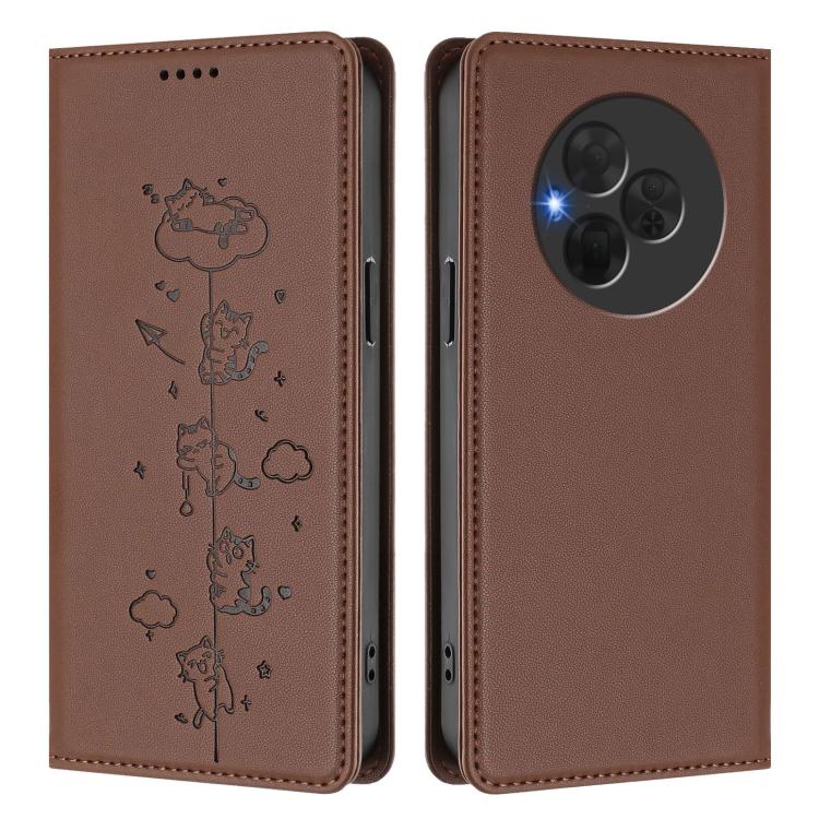 For TCL NxtPaper 60 Ultra 5G Cute Cats Embossed Magnetic RFID Vegan Leather Phone Case