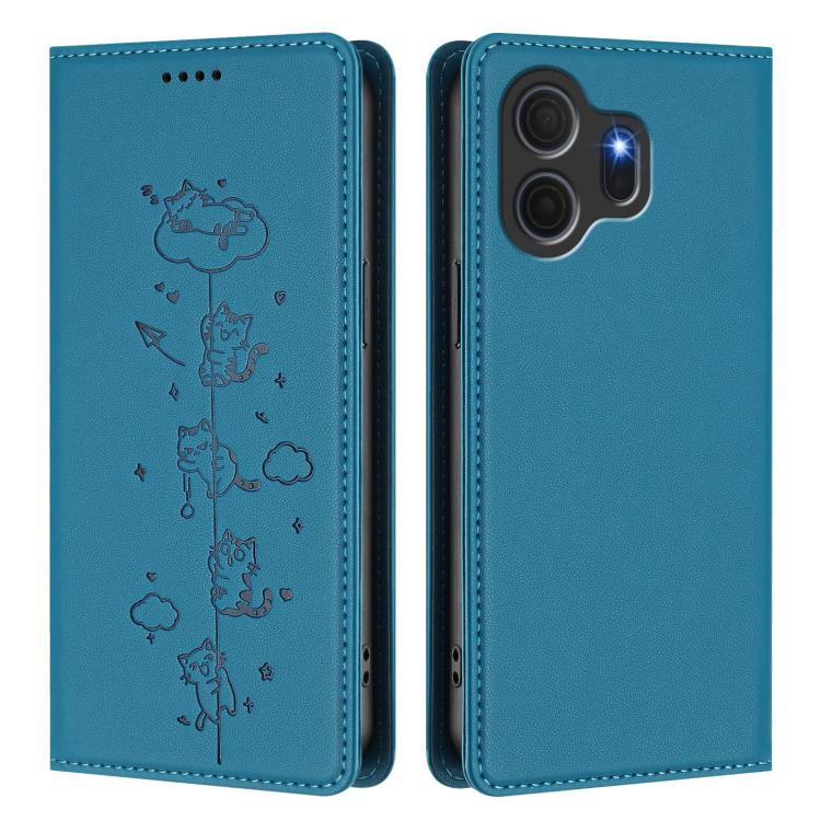 For TCL NxtPaper 70 Pro 5G Cute Cats Embossed Magnetic RFID Vegan Leather Phone Case