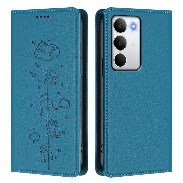 For Realme C71 4G Cute Cats Embossed Magnetic RFID Vegan Leather Phone Case